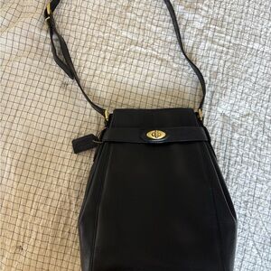 Coach Black Leather Shoulder Bag with Gold Hardware
